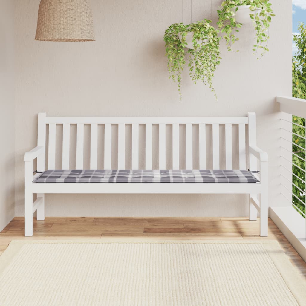 Vidaxl tuinbankkussen 180x50x4 cm oxford stof ruitpatroon grijs
