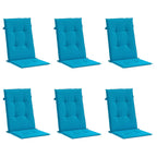 Vidaxl tuinstoelkussens 6 st hoge rug 120x50x3 cm stof blauw