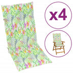 VidaXL Tuinstoelkussens 4 st hoge rug bladpatroon 120x50x3 cm stof
