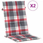 Vidaxl tuinstoelkussens 2 st 120x50x3 cm stof ruitpatroon rood