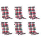 Vidaxl tuinstoelkussens 6 st 120x50x3 cm stof ruitpatroon rood