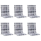 Vidaxl tuinstoelkussens 6 st 100x50x3 cm oxford stof ruitpatroon grijs