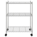 Vidaxl opbergrek met wielen 3-laags 150 kg 60x35x81 cm chroomkleurig