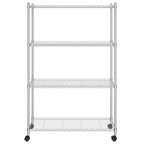 Vidaxl opbergrek 4-laags met wielen 200 kg 90x35x142 cm chroomkleurig