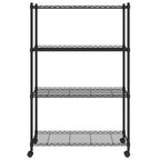 Vidaxl opbergrek 4-laags met wielen 200 kg 90x35x142 cm zwart