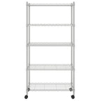 Vidaxl opbergrek 5-laags met wielen 250 kg 75x35x155 cm chroomkleurig