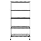 Vidaxl opbergrek 5-laags met wielen 250 kg 75x35x155 cm zwart