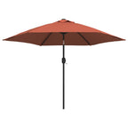 Vidaxl parasol met led-verlichting en stalen paal 300 cm terracotta