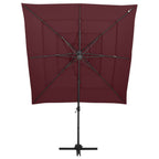 Vidaxl parasol 4-laags met aluminium paal 250x250 cm bordeauxrood