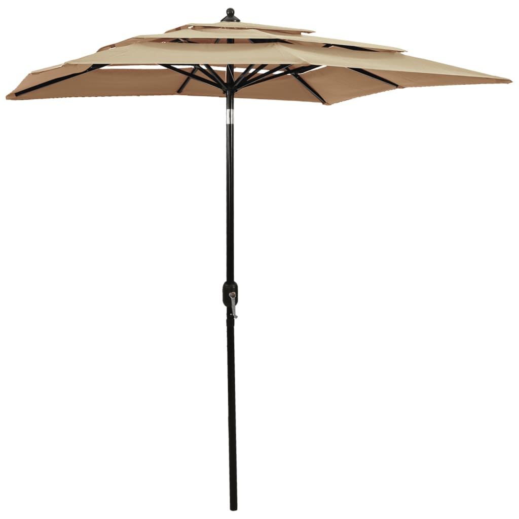 VidaXL Parasol 3-laags met aluminium paal 2x2 m taupe