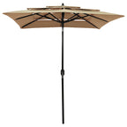 VidaXL Parasol 3-laags met aluminium paal 2x2 m taupe