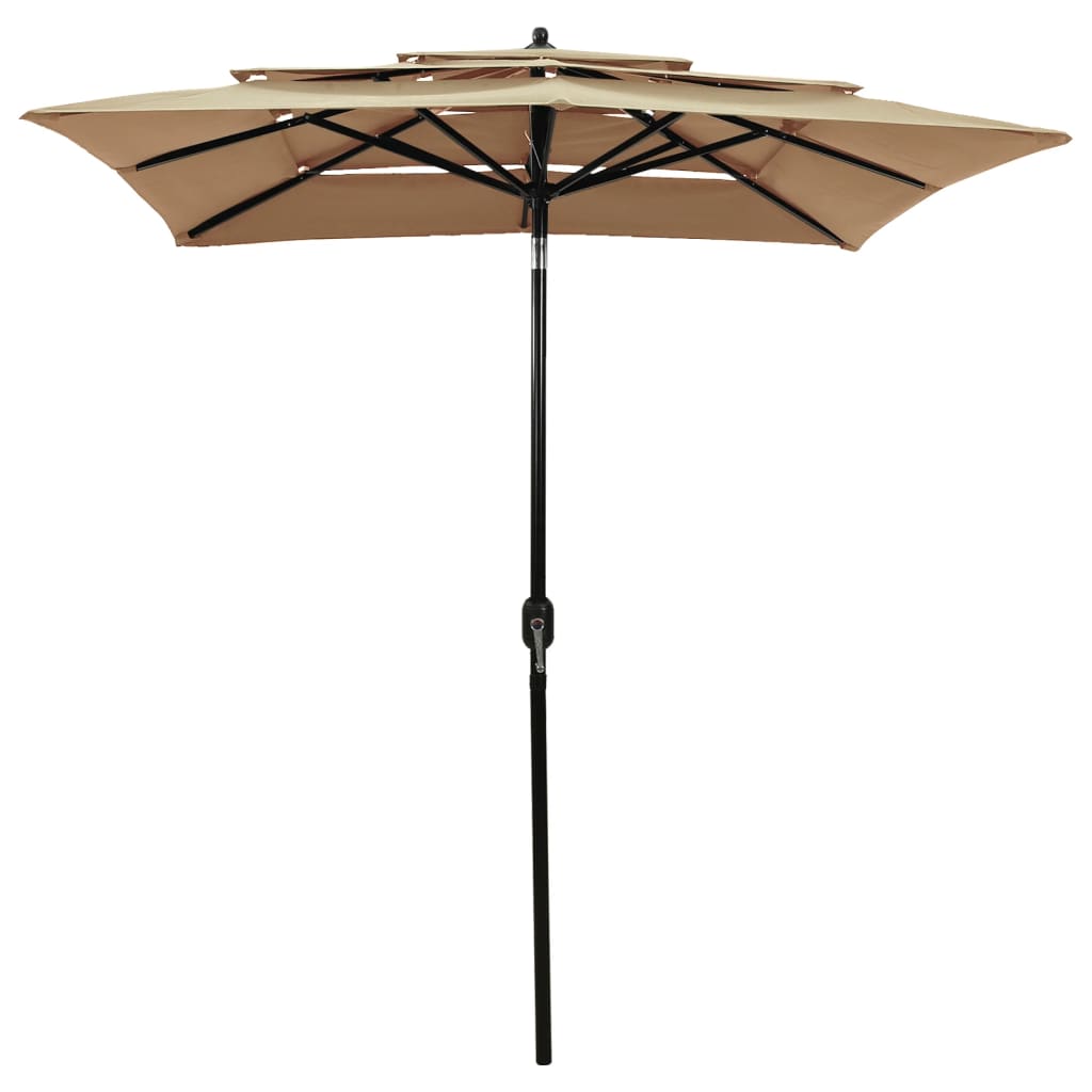 VidaXL Parasol 3-laags met aluminium paal 2x2 m taupe
