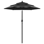 Vidaxl parasol 3-laags met aluminium paal 2 m zwart