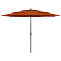 VidaXL Parasol 3-laags met aluminium paal 3 m terracottakleurig