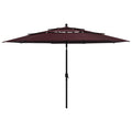 Vidaxl parasol 3-laags met aluminium paal 3,5 m bordeauxrood