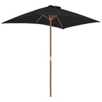 Vidaxl parasol met houten paal 150x200 cm zwart