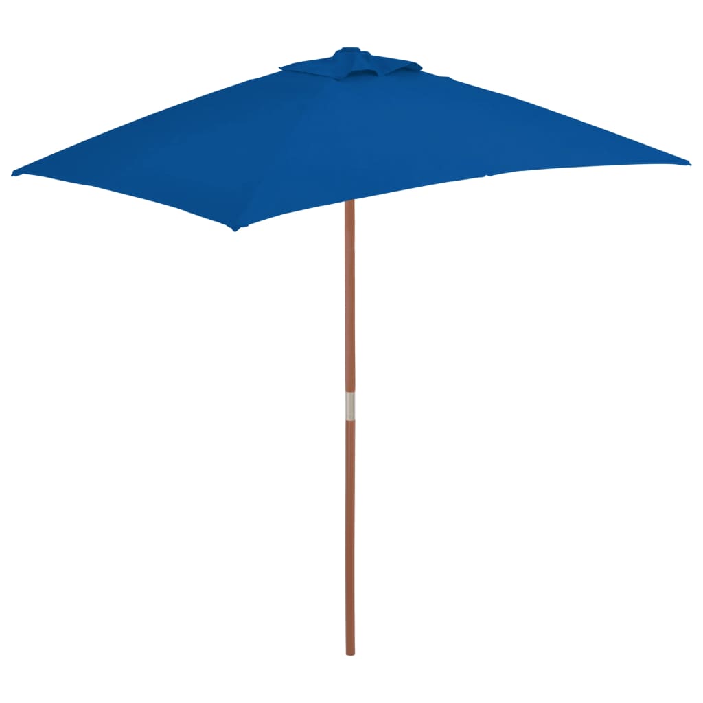 Vidaxl parasol met houten paal 150x200 cm blauw