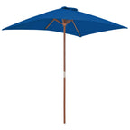 Vidaxl parasol met houten paal 150x200 cm blauw