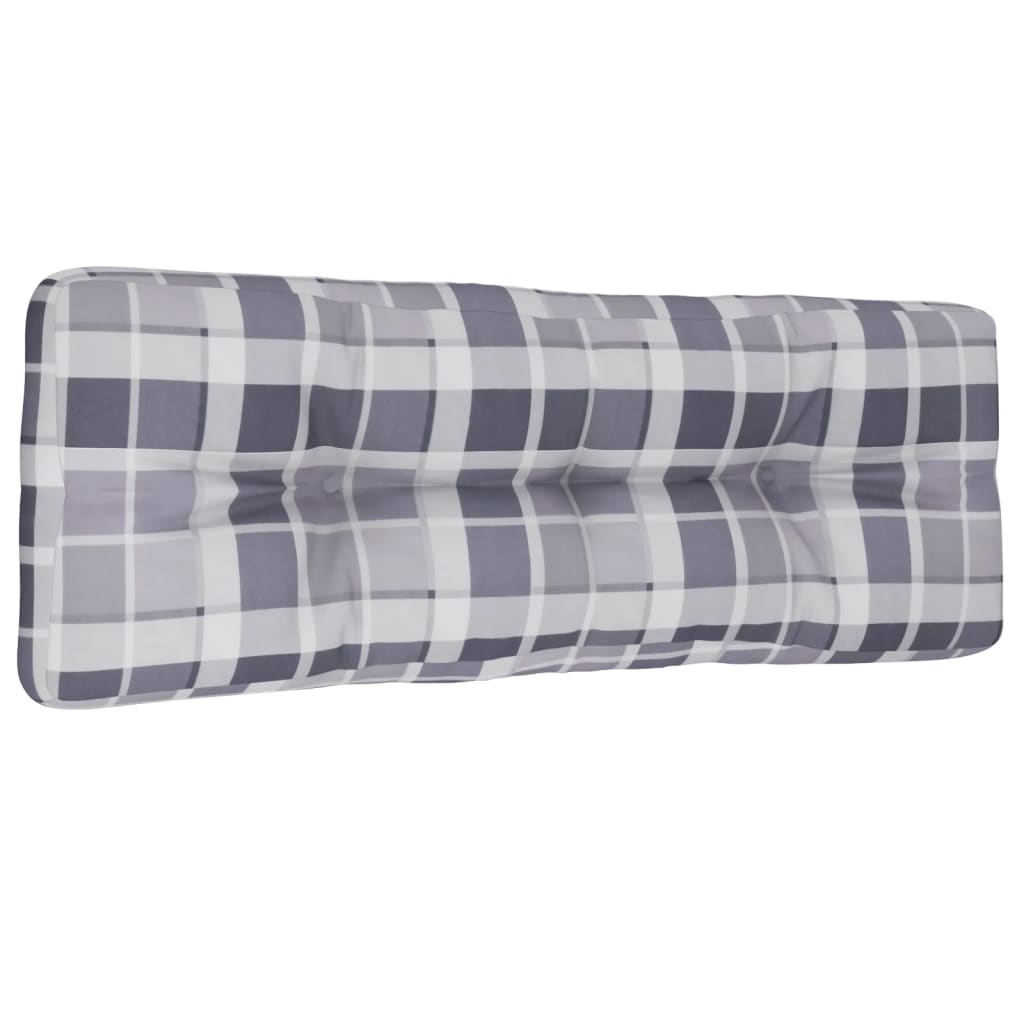 VidaXL Palletkussen 120x40x12 cm stof ruitpatroon grijs
