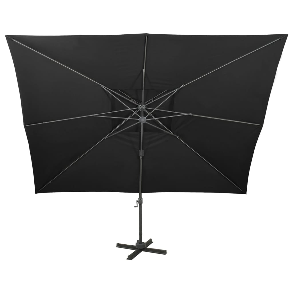 Vidaxl zwevende parasol met dubbele bovenkant zwart 400x300 cm