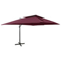 Vidaxl zwevende parasol met dubbele bovenkant bordeauxrood 400x300 cm