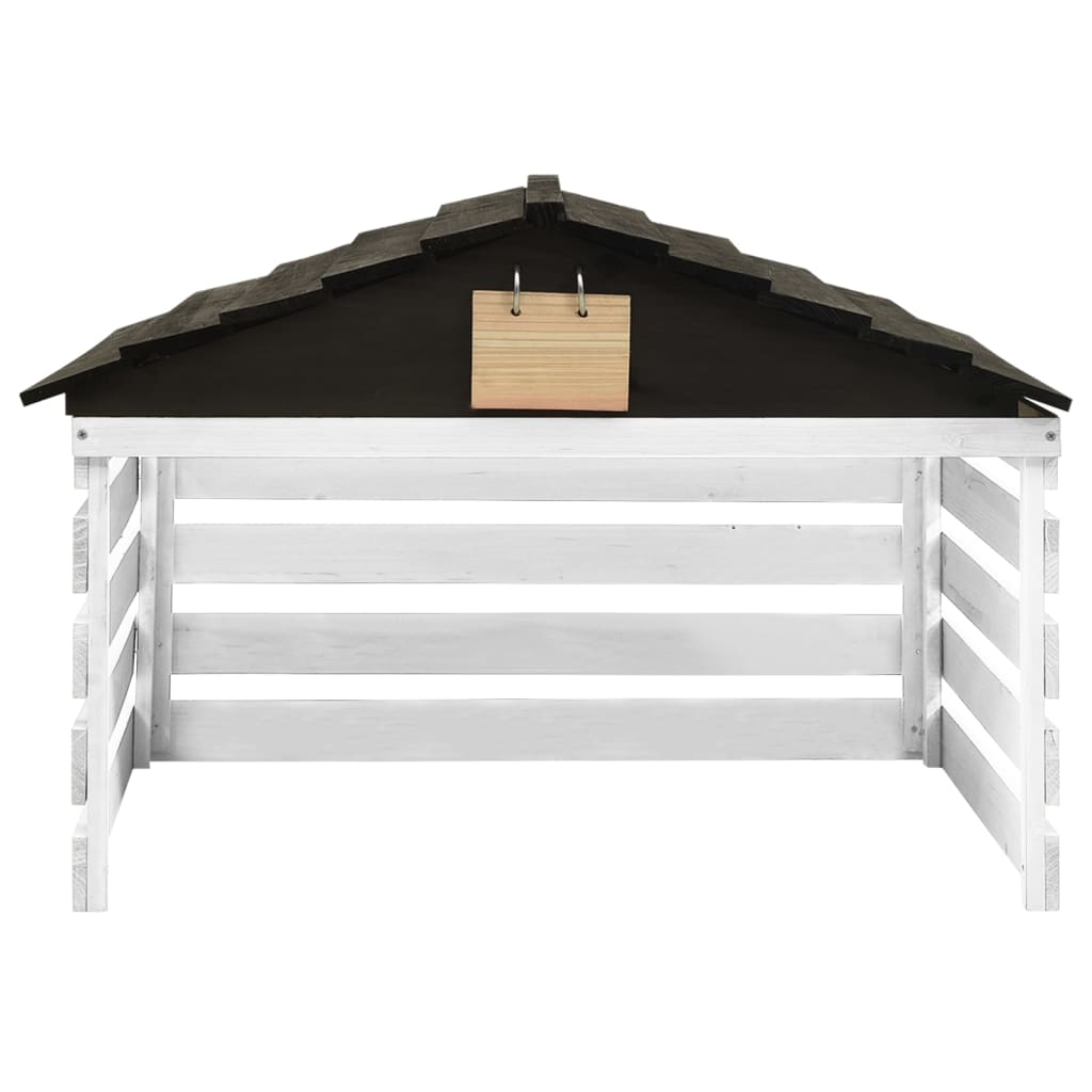 Vidaxl overkapping voor grasmaaier 78x74x54 cm vurenhout zwart en wit
