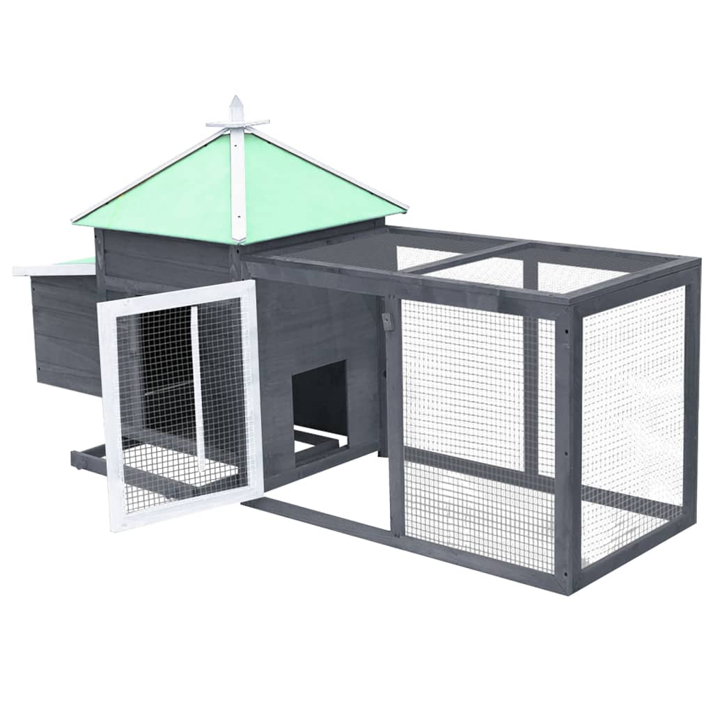 Vidaxl kippenhok met nestkast 190x72x102 massief vurenhout grijs