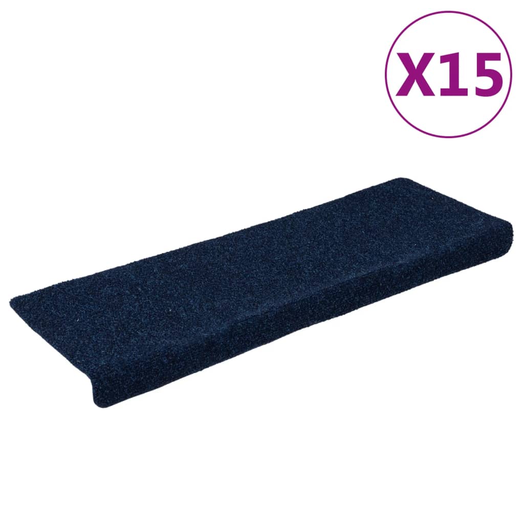 Vidaxl trapmatten zelfklevend 15 stuks 65x21x4 cm marineblauw met rechthoekige rand