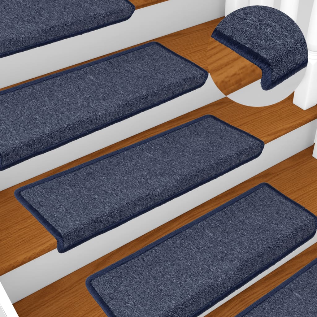 Vidaxl trapmatten 15 st 65x21x4 cm donkergrijs en blauw met rechthoekige rand