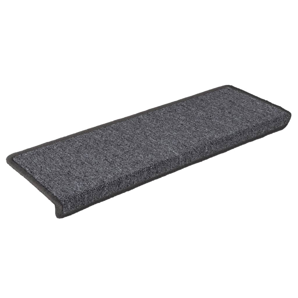 Vidaxl trapmatten 15 st 65x21x4 cm donkergrijs rechthoekige rand