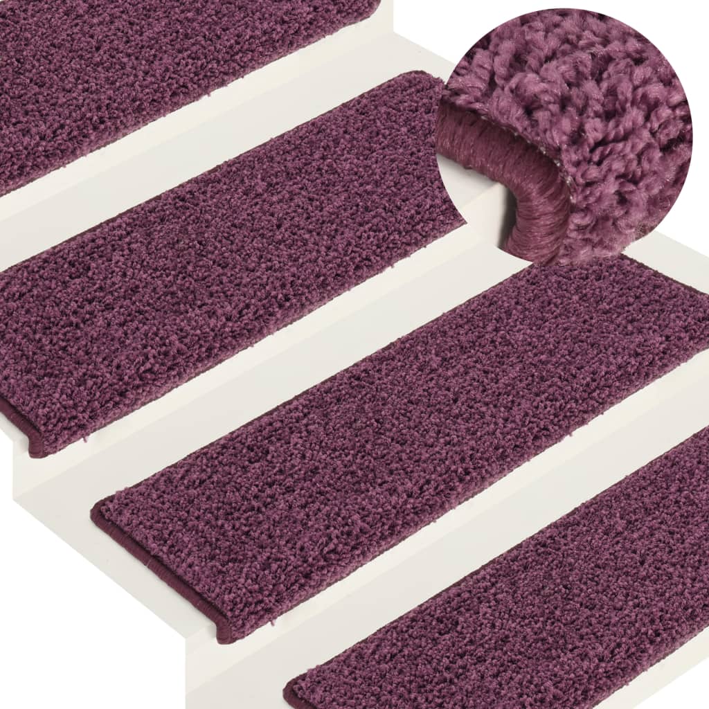 Vidaxl trapmatten 15 st 65x21x4 cm donkerpaars rechthoekige rand