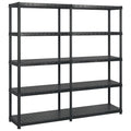 Vidaxl opbergrek 5-laags 183x45,7x185 cm kunststof zwart