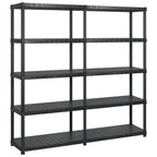 Vidaxl opbergrek 5-laags 183x45,7x185 cm kunststof zwart