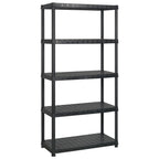 Vidaxl opbergrek 5-laags 183x45,7x185 cm kunststof zwart