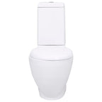 VidaXL Toilet rond afvoer onder keramiek wit