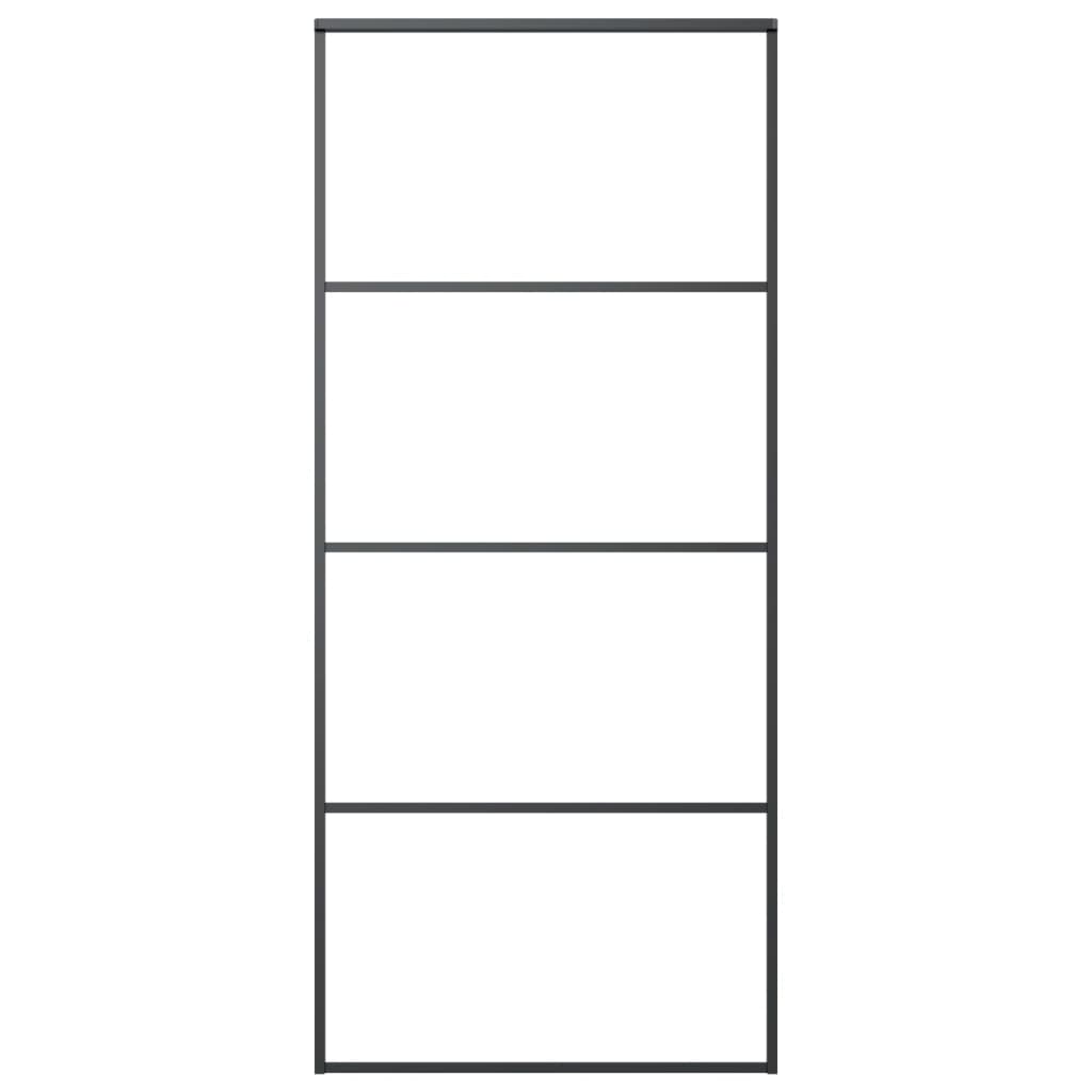 Vidaxl schuifdeur 90x205 cm aluminium en esg-glas zwart
