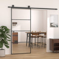 Vidaxl schuifdeur 90x205 cm aluminium en esg-glas zwart