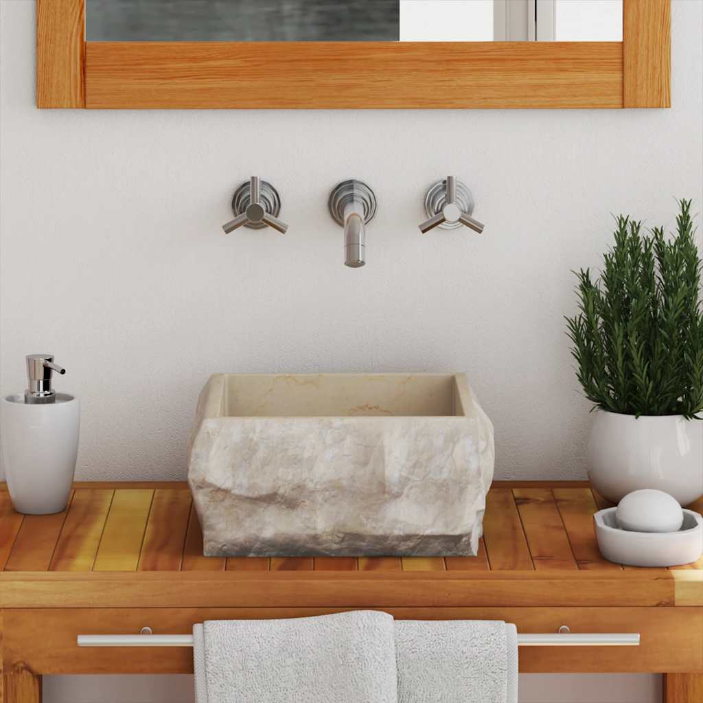 Vidaxl gootsteen 30x30x13 cm marmer crèmekleurig