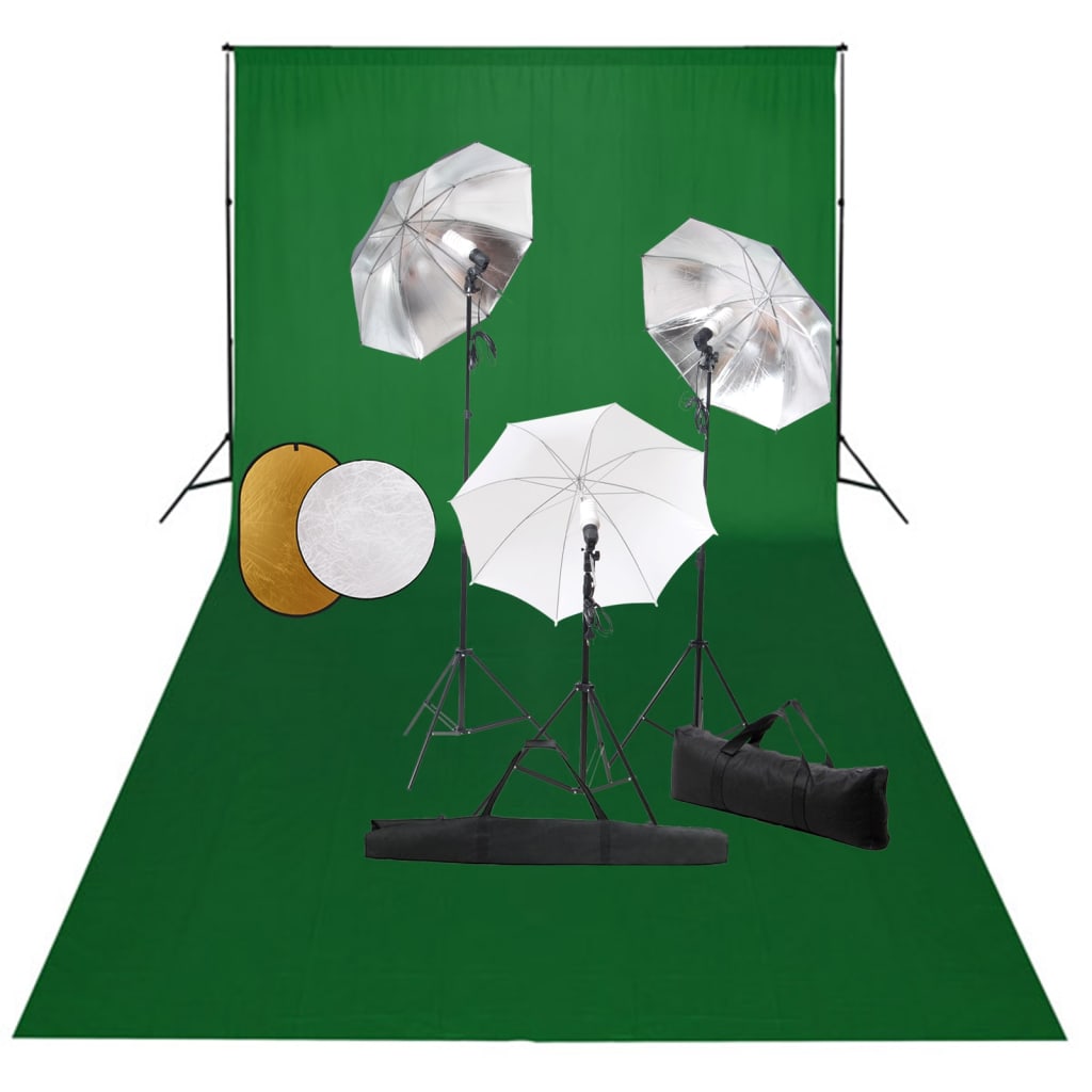Vidaxl fotostudioset met lampen, paraplu's, achtergrond en reflector