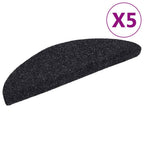 Vidaxl trapmatten zelfklevend 5 stuks 56x17x3 cm zwart halfrond