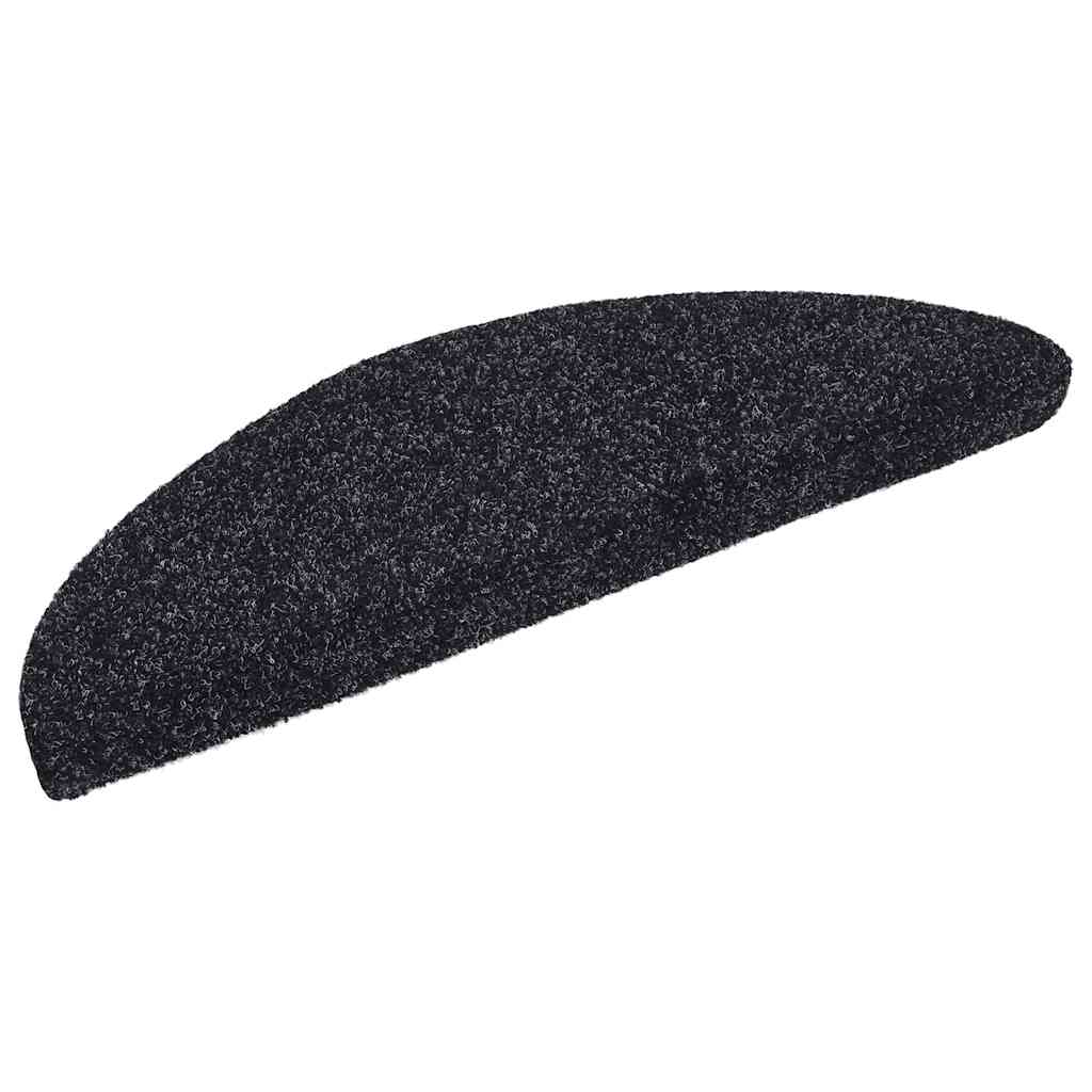 Vidaxl trapmatten zelfklevend 10 stuks 56x17x3 cm zwart halfrond