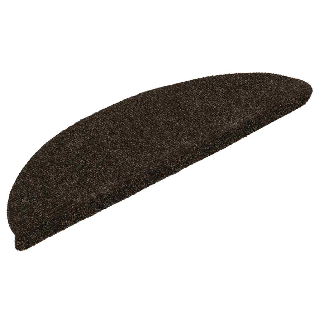 Vidaxl trapmatten zelfklevend 5 stuks 56x17x3 cm donkerbruin halfrond
