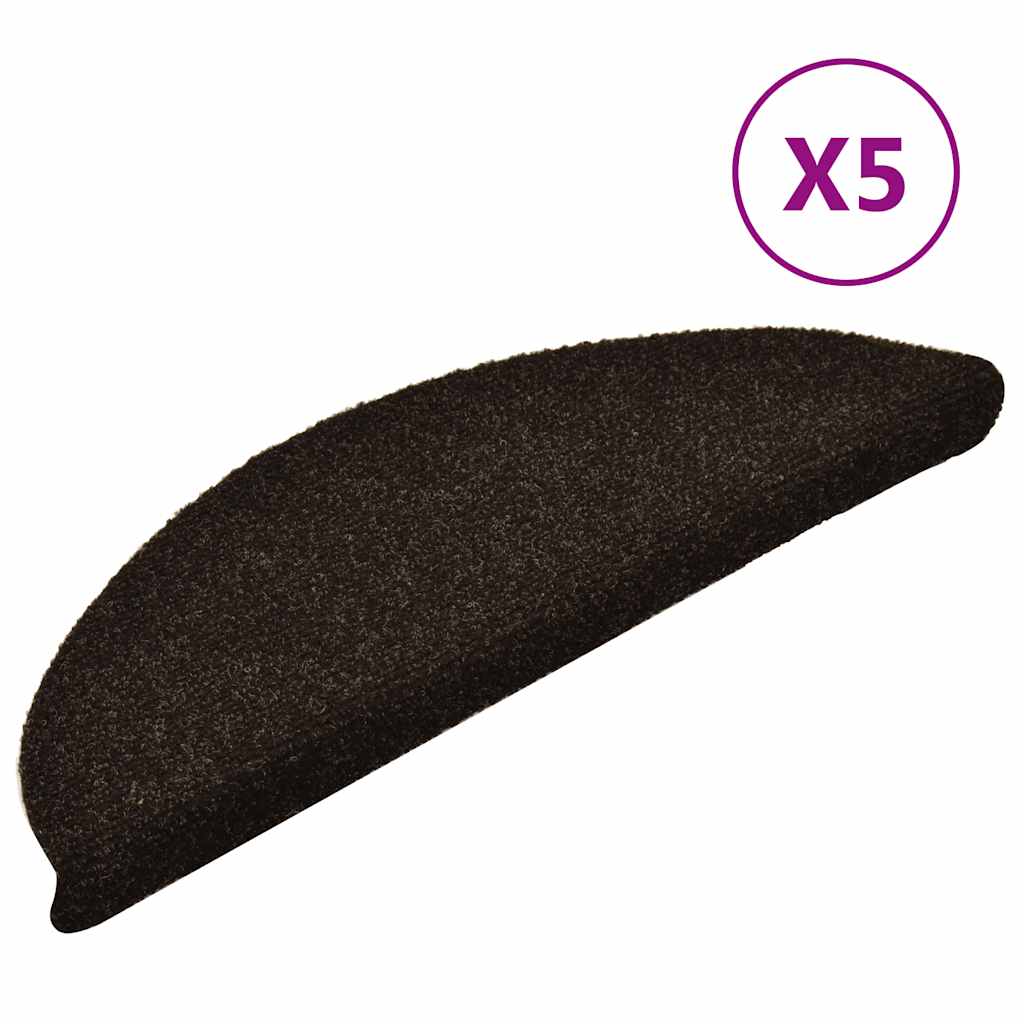 Vidaxl trapmatten zelfklevend 5 stuks 56x17x3 cm donkerbruin halfrond