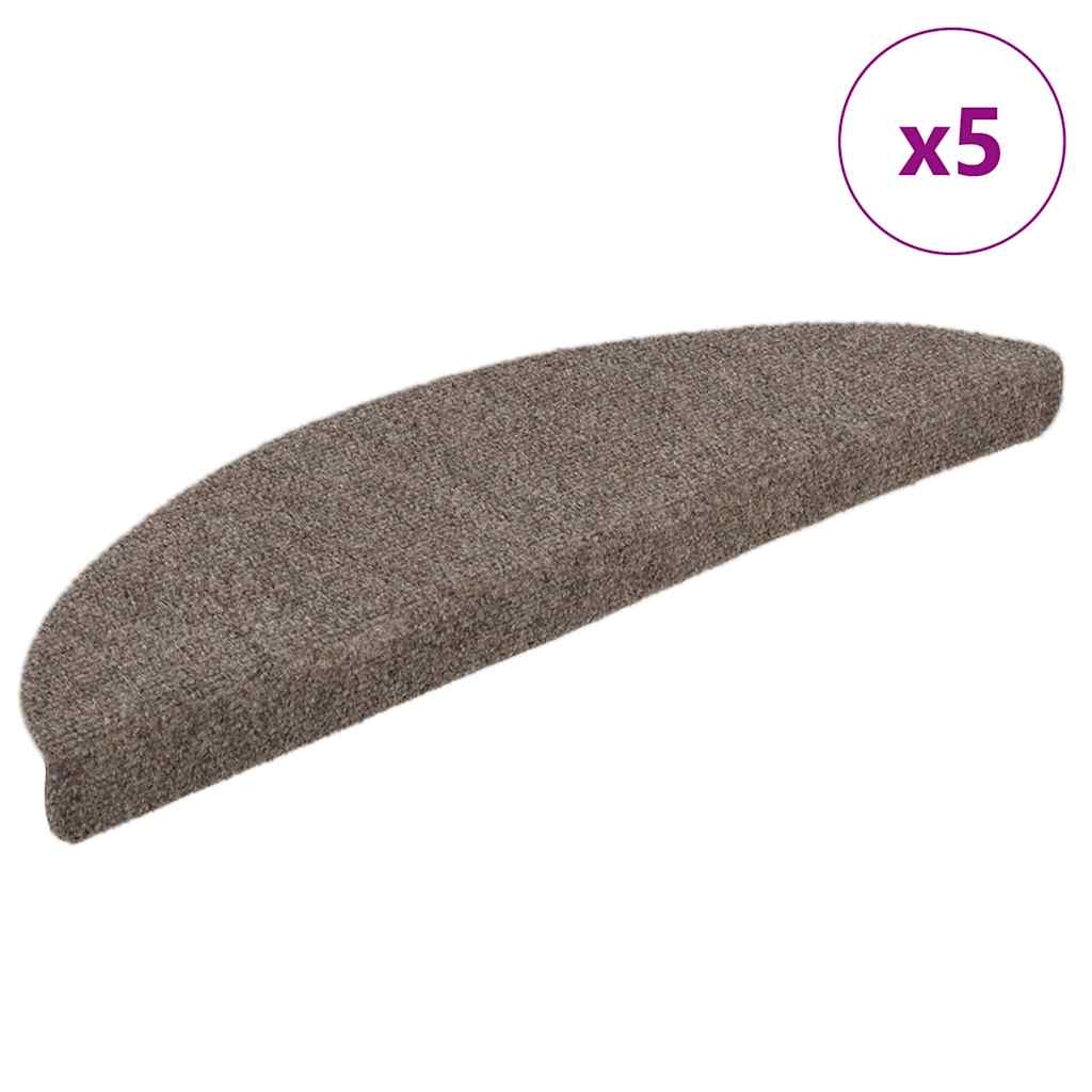 Vidaxl trapmatten zelfklevend 5 stuks 56x17x3 cm beige halfrond
