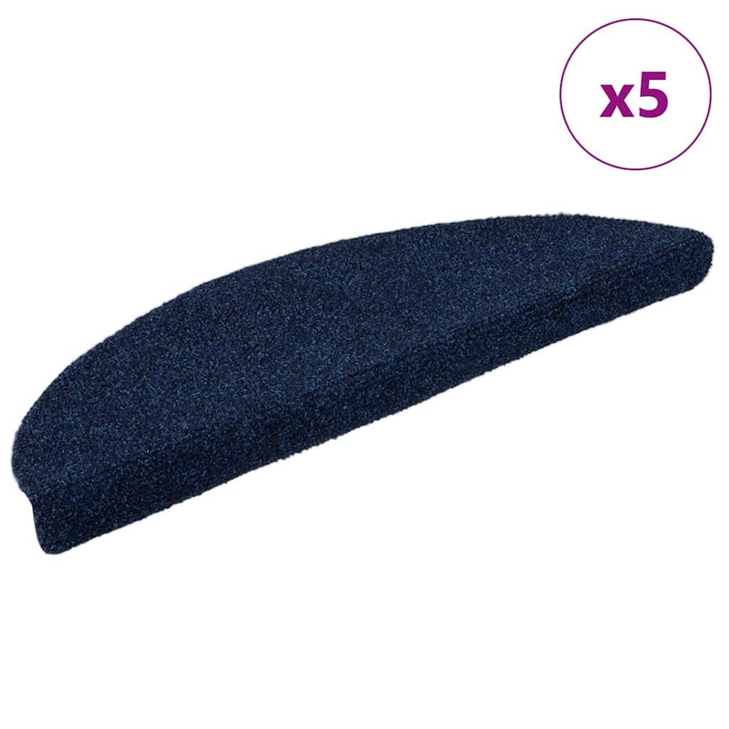 Vidaxl trapmatten zelfklevend 5 stuks 56x17x3 cm marineblauw halfrond