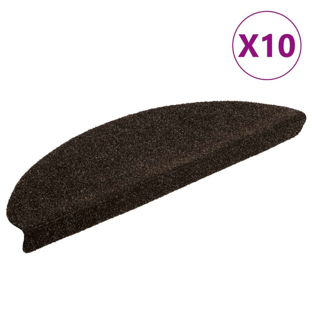 Vidaxl trapmatten zelfklevend 10 st 65x21x4 cm donkerbruin halfrond groot