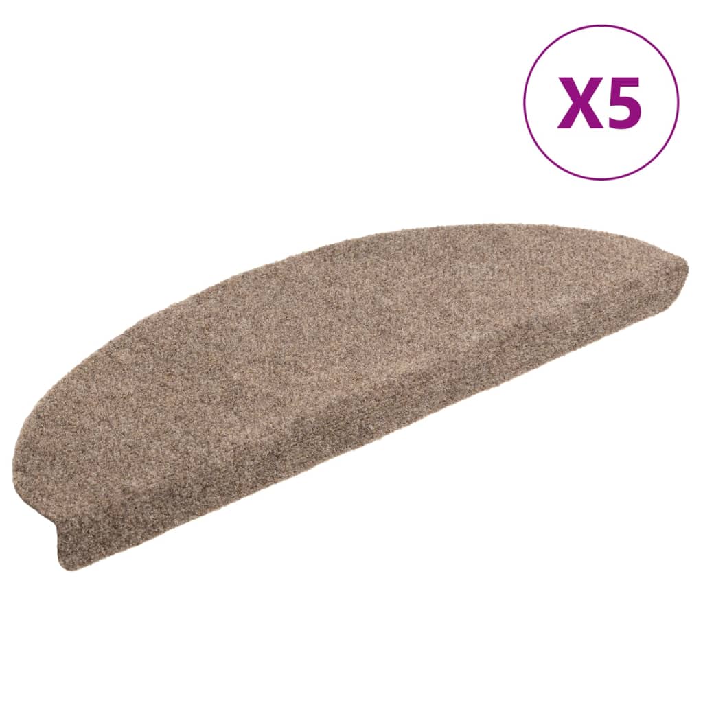 Vidaxl trapmatten zelfklevend 5 stuks 65x21x4 cm beige halfrond groot