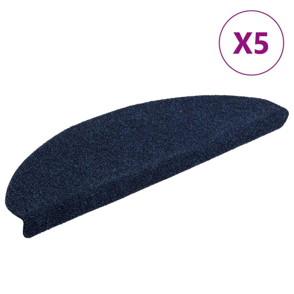 Vidaxl trapmatten zelfklevend 5 stuks 65x21x4 cm marineblauw halfrond groot