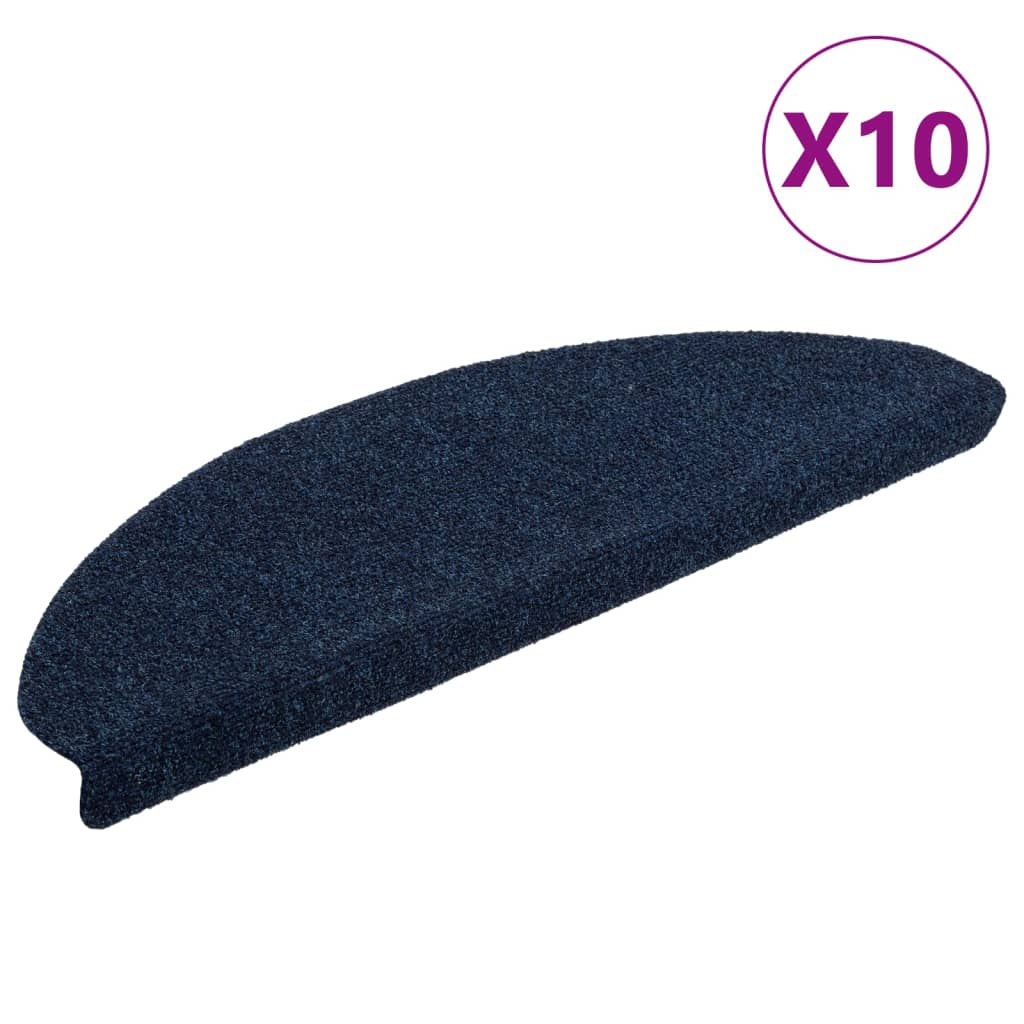 Vidaxl trapmatten zelfklevend 10 stuks 65x21x4 cm marineblauw halfrond groot