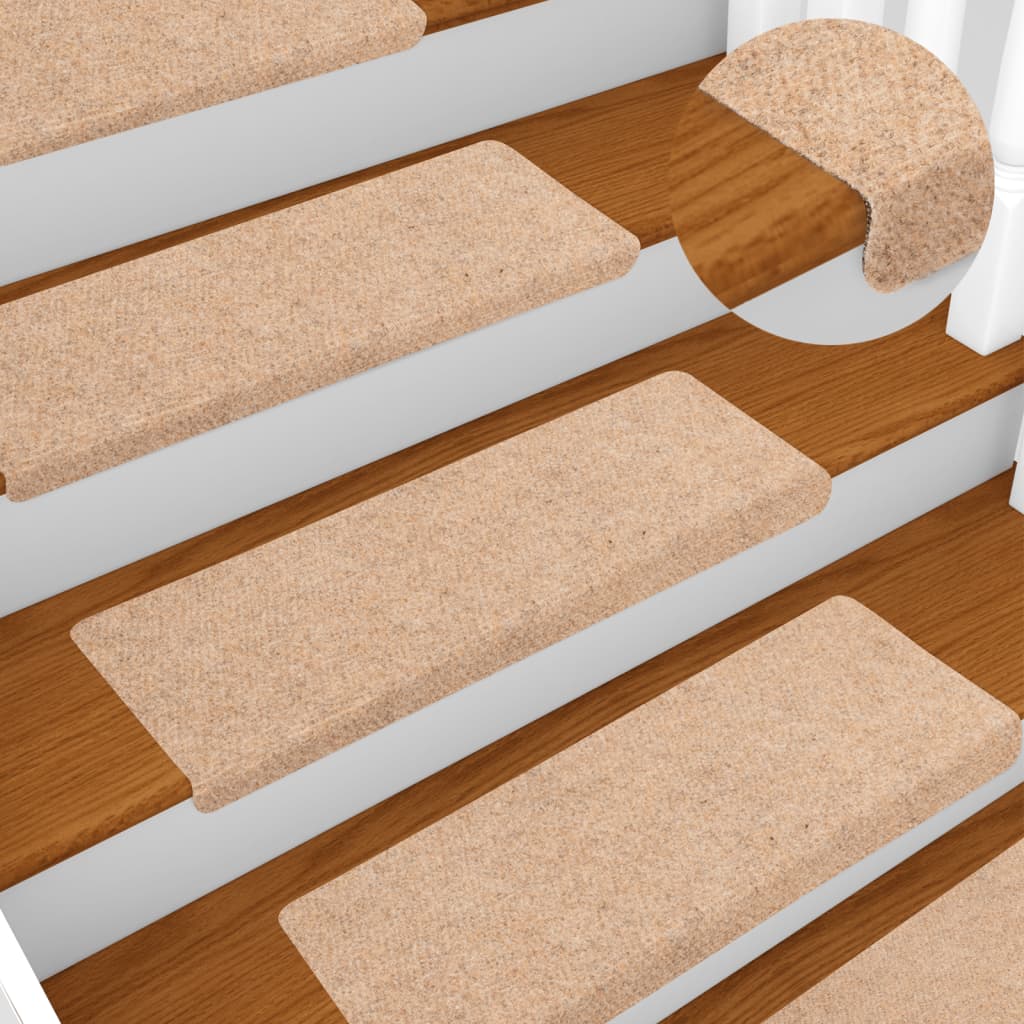 Vidaxl trapmatten zelfklevend 5 stuks 65x21x4 cm crème rechthoekige rand